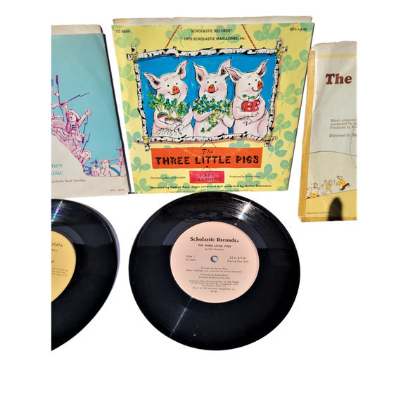 HP Three 3 Vintage Story Records Hi Diddle Diddle, The Three Little Pigs - Picture 5 of 8